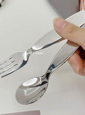 程千万WAN高档儿童叉勺304不锈钢甜品蛋糕勺水果西餐叉极简风餐具