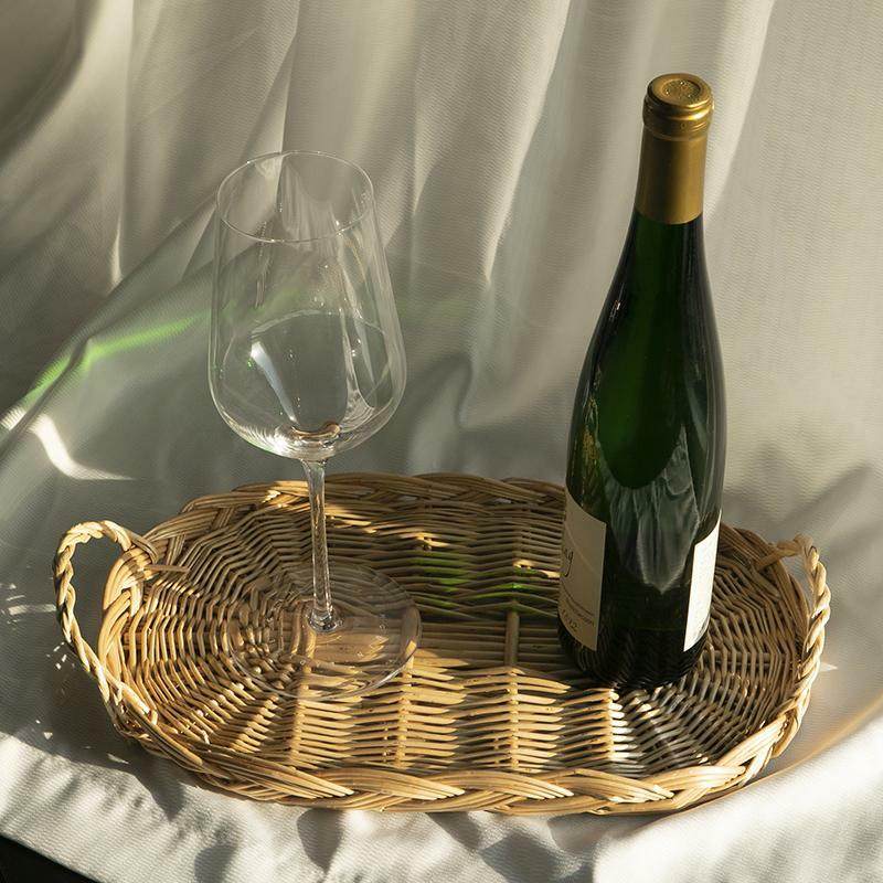 手工柳编藤编水果篮圆形食物烘培面包托盘陈列展示篮子零食筐果盘,餐饮具,餐用托盘,淘宝优惠券,粉丝福利购,淘宝优惠卷