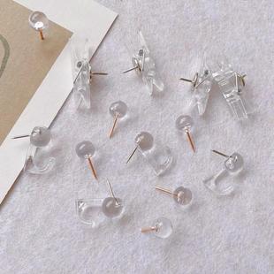 玫瑰金圆球钉透明挂钩图钉ins照片墙夹子钉无痕混搭装饰毛毡板