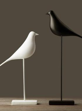 美式/法式乡村客厅橱柜树脂创意家居工艺装饰礼品摆件黑白小鸟