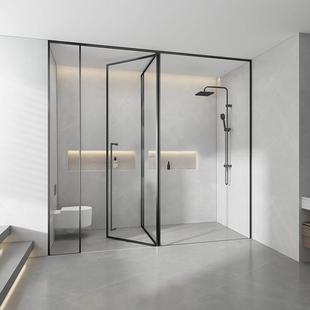 全包框T型一门两用淋浴房下沉式卫生间无障碍干湿分离平开门隔断