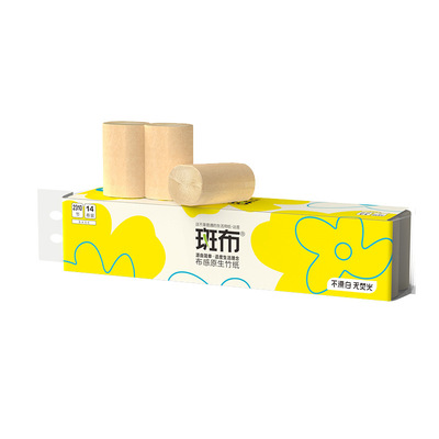 斑布4层170克14卷无芯卷纸竹浆本色卫生纸家用商用厕纸手纸巾