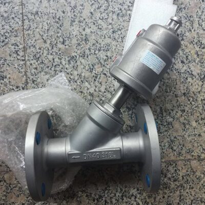 全不锈钢头气动法兰角座阀 DN25F DN40F DN50F全不锈钢法兰角座阀