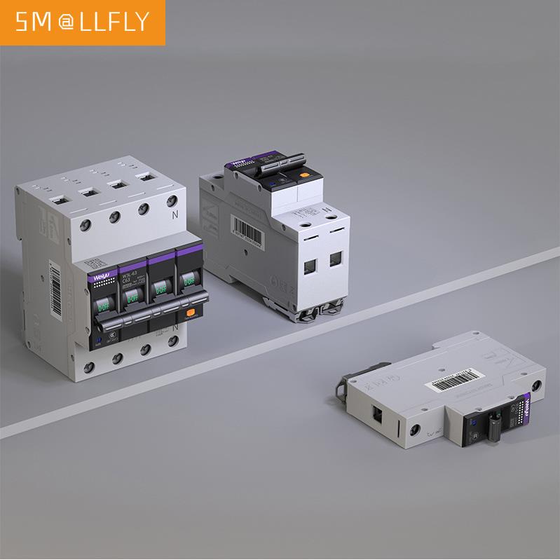1P3P微型智能断路器空开 63KA短路漏电过载过压过温保护空气开关