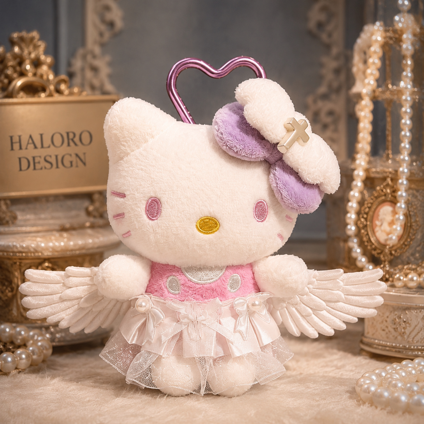 正版HelloKitty毛绒包挂件天使装可爱凯蒂猫钥匙扣包挂饰闺蜜礼物