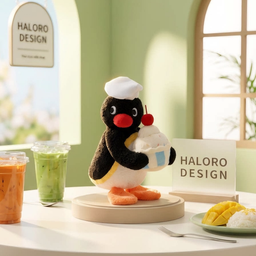 正版Pingu企鹅包包挂件带蛋糕香味毛绒挂饰钥匙扣书包装饰送礼物