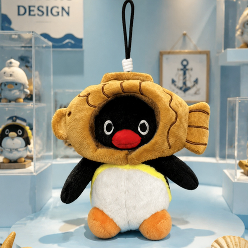 正版Pingu企鹅毛绒包挂件鲷鱼烧造型背包挂饰潮玩玩偶生日礼物