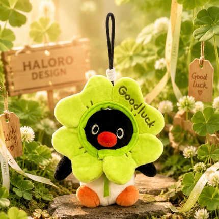 正版Pingu企鹅四叶草装扮毛绒包挂件可爱钥匙扣挂饰潮玩生日礼物