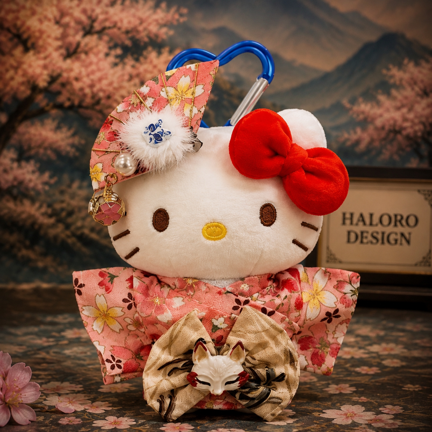 正版HelloKitty毛绒包挂件可爱和服KT猫钥匙扣书包挂饰生日礼物女