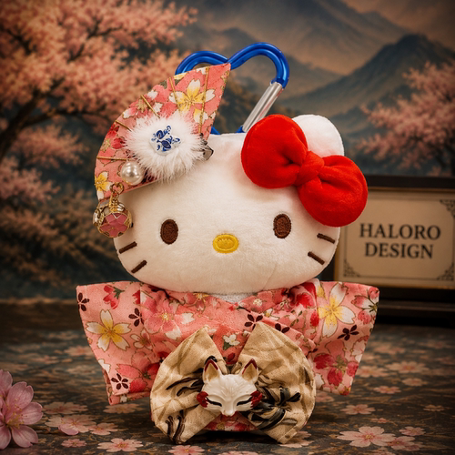 正版HelloKitty毛绒包挂件可爱和服KT猫钥匙扣书包挂饰生日礼物女