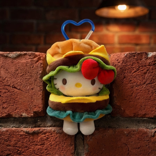 可爱正版HelloKitty毛绒包挂件汉堡造型钥匙扣小饰品公仔女生礼物