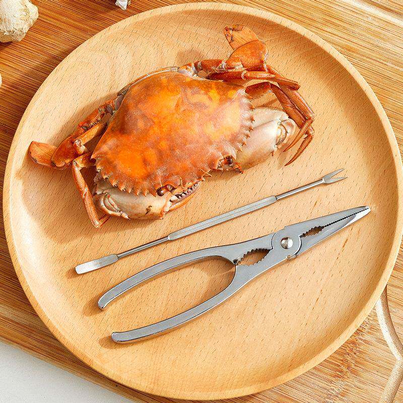 吃蟹工具蟹八件 304拆蟹剪刀剥蟹吃大闸蟹三件套夹蟹钳子专用神器