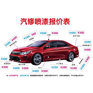 汽修喷漆报价表汽车店内装饰画贴纸可定制汽车报价表