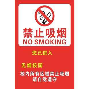 禁止吸烟您已进入无烟校园海报展板宿舍室内禁止吸烟吸烟区墙贴