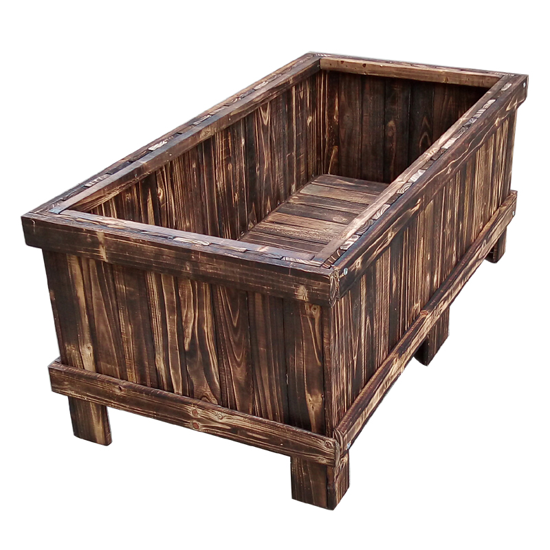 特大碳化防腐长方形木质花盆屋顶楼天台阳台种植箱槽种菜盆栽包邮