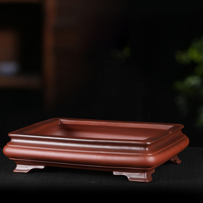 紫砂花盆 大号盆景盆长方形桌面地面创意陶瓷精品假山造景 中国风