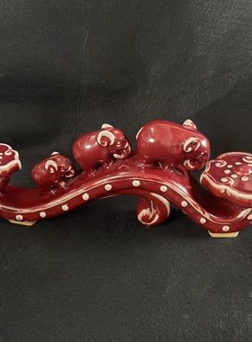 陶瓷器郎红如意和谐大象无形一家卷财象吉祥如意摆件装饰品收藏品