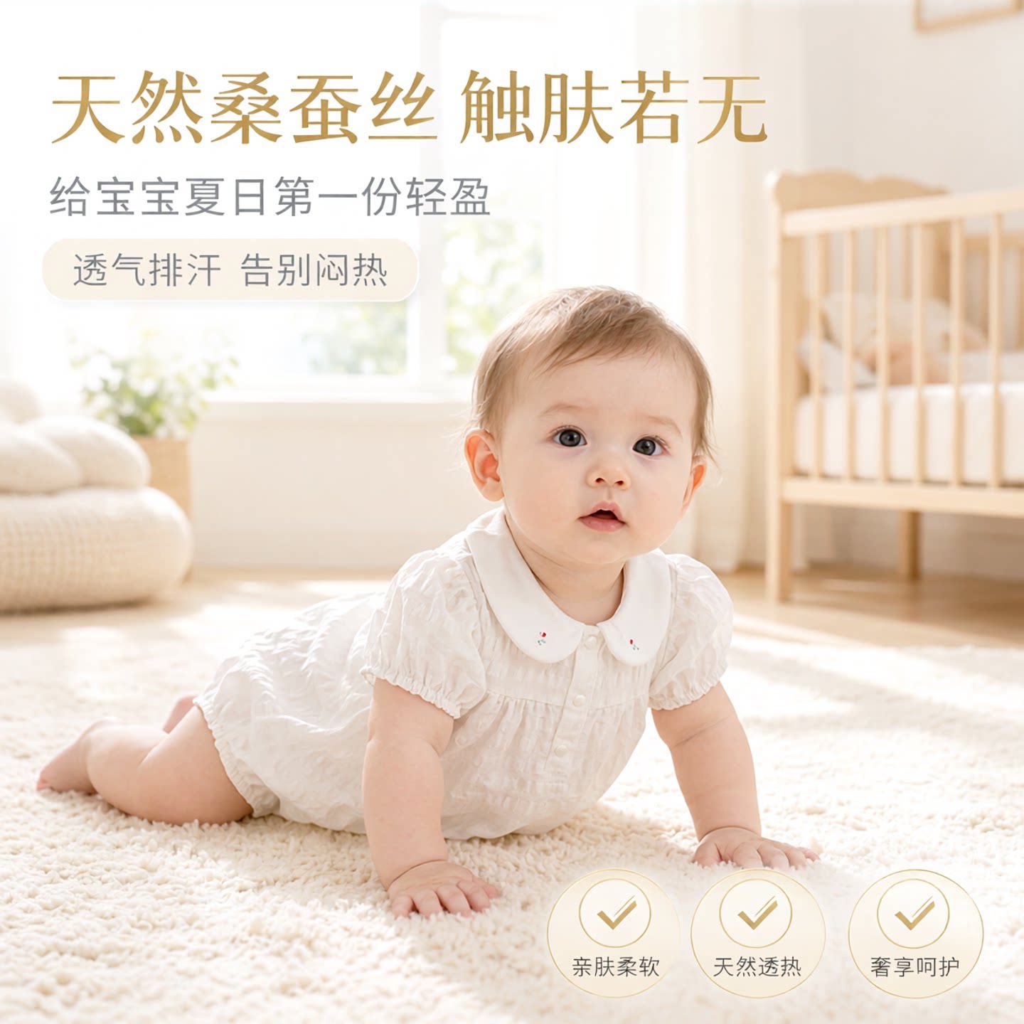 婴儿包屁衣夏季薄款桑蚕丝