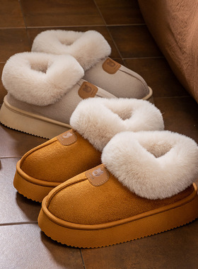 毛绒包跟棉拖鞋男女冬季室内居家保暖防滑厚底棉鞋