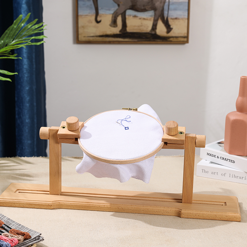 桌面绣架绣绷手工diy刺绣工具法式实I用圆形长方形绣框翻转实木