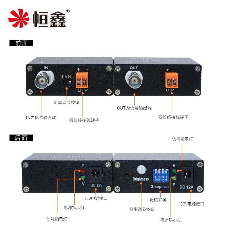 AHDCVITVI同轴高清有源双绞线传输器BNC转网线延长器 VideoBalun