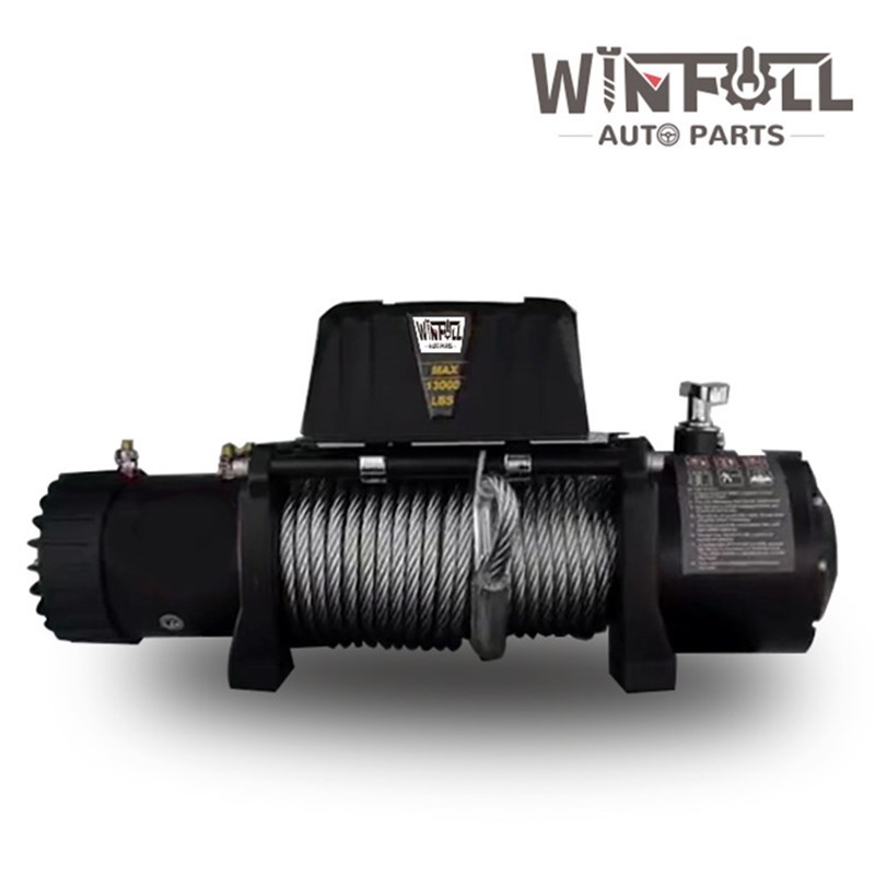 12v24v直流电动绞盘 13000LBS 5897KG 钢丝绳自救脱困电动绞盘