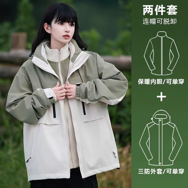 工装冲锋衣男女春季新款潮u流宽松防风夹克情侣登山服时尚百搭上
