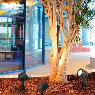 led户外防水照树灯射树灯树下射灯花园庭院七彩圆形草坪led地插灯