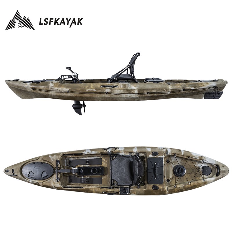 滚塑皮划艇塑料脚踏船塑料硬艇 3.66米单人脚踏船 12尺脚踏皮划艇