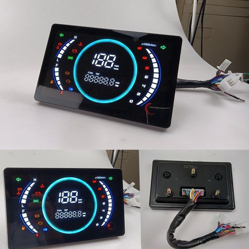2023NMAX摩托车街车改装电子码表平板式带水温电压7彩变色数字表
