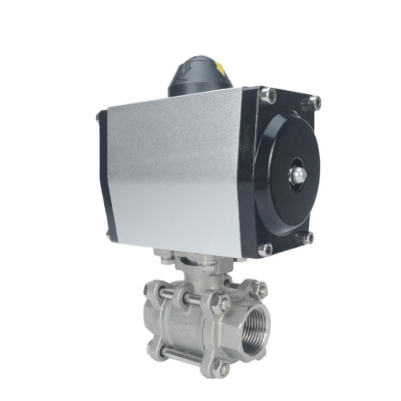 Q611F-16P三片式气动不锈钢球阀内螺纹丝扣切断球阀dn50 25 40 32