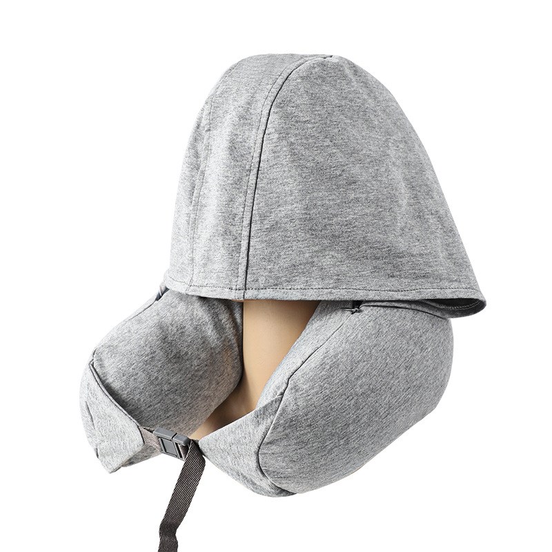 连帽U型枕泡沫颗粒多功能枕便携午休颈枕户外旅行枕u形枕厂家