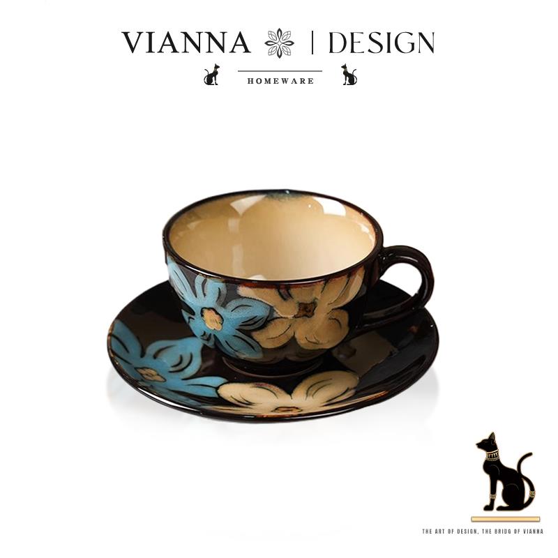 VIANNA丨复花·STAA中古咖啡杯碟套装陶瓷马克水杯精致下午茶杯子