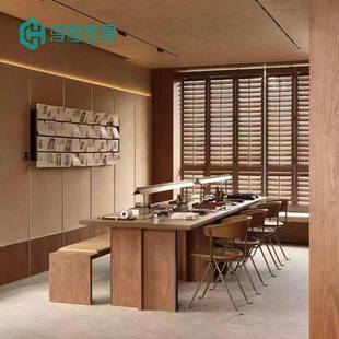 图书馆书桌架空层桌子酒店大堂桌咖啡厅休息区售楼处阅读桌椅组合