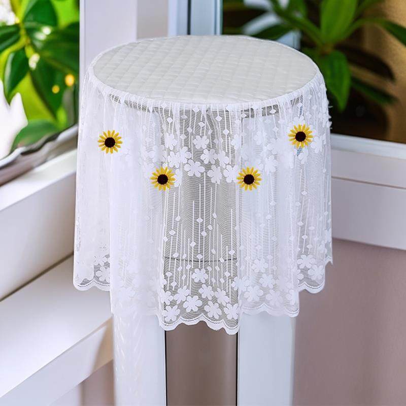 空调防尘罩圆形蕾丝圆柜机顶罩简约可爱客厅立式空调盖布开机不取