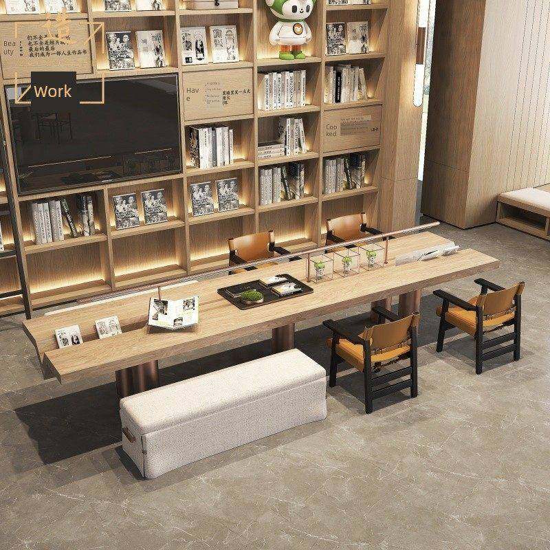 酒店大堂书桌书吧阅览室休闲接待区咖啡店吧台社区图书馆阅读桌子