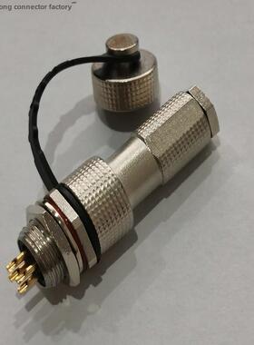 防水IP67航空插头铜镀金G12G-2芯3芯4芯5芯6芯7芯开口12mm连接器