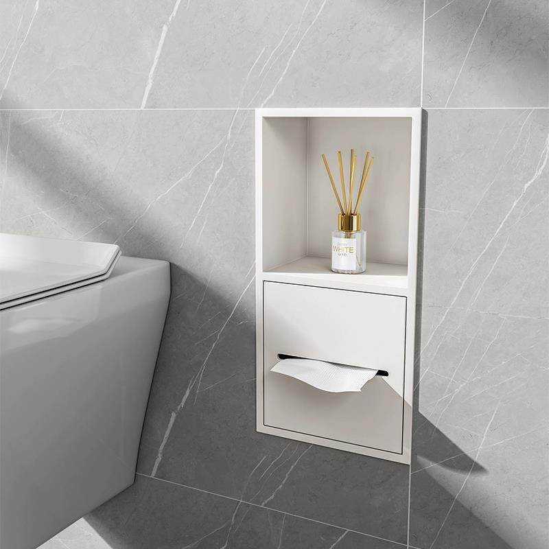 不锈钢壁龛卫生间嵌入式卷纸抽纸巾盒暗装置物架浴室马桶边收纳柜