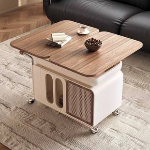多功能茶台伸缩折叠茶几可移动茶桌现代简约高级感茶桌小户型阳台