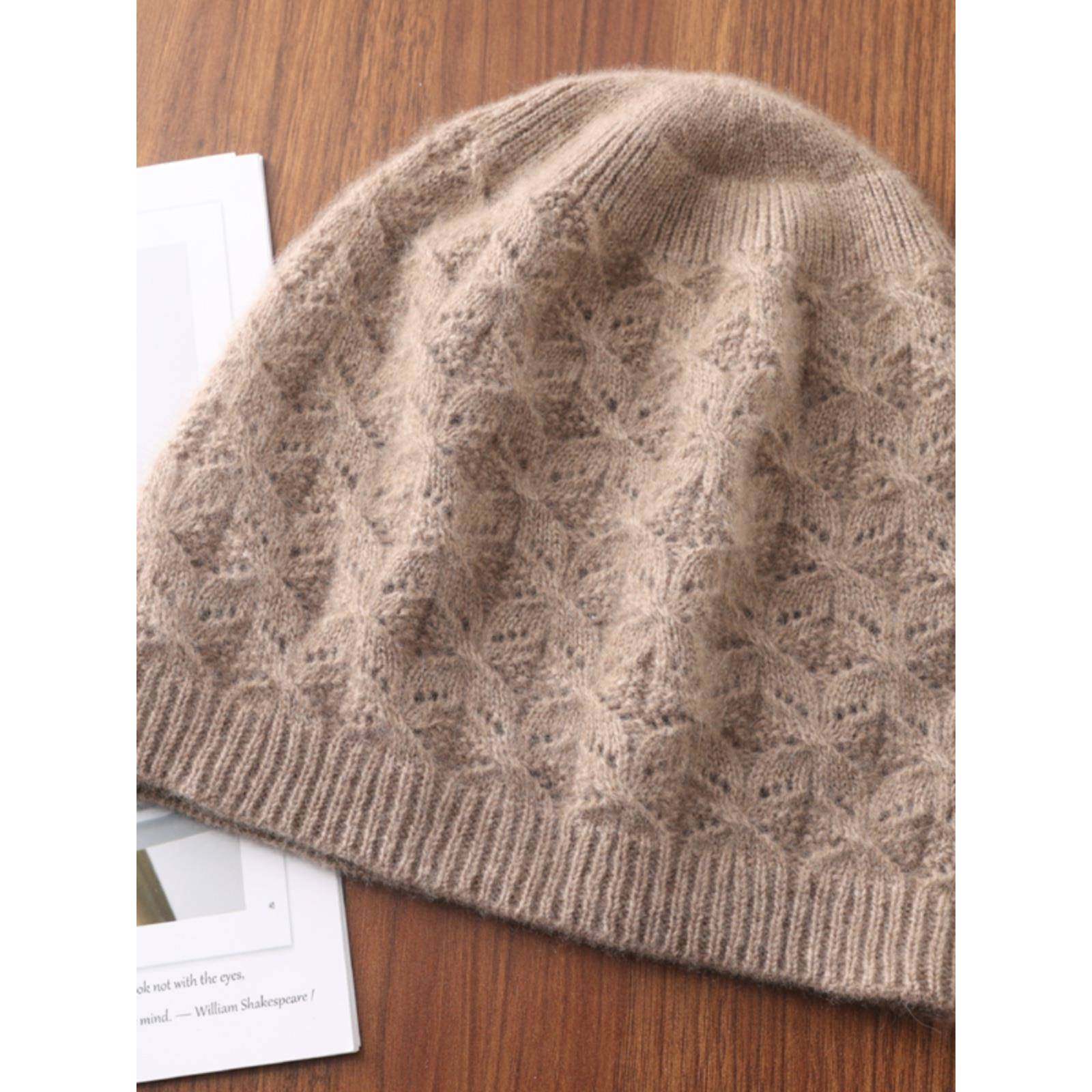 纯羊毛帽子女秋冬韩版镂空保暖防寒休闲百搭潮月子包头毛线针织帽