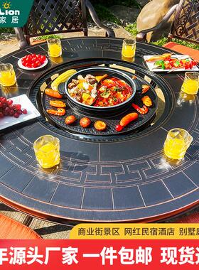 户外铸铝烧烤台庭院别墅户外烧烤桌椅室外电烤炭烤餐桌椅烤炉组合