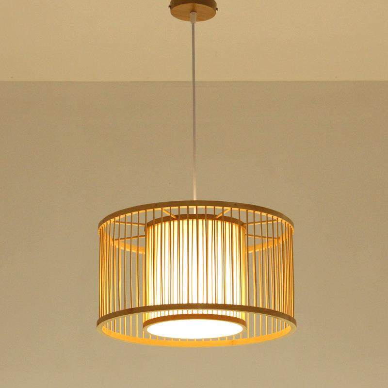 日式榻榻米吊灯书房现代简约灯具客厅餐厅竹编竹灯中式卧室房间灯