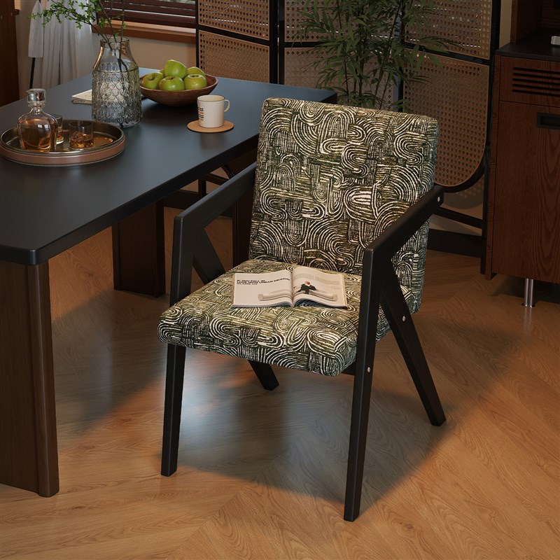 法式复古餐桌椅实木椅家用侘寂风小理查德椅中古风扶手椅凳子靠背