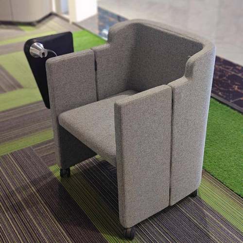 简约沙发椅折叠培训椅带桌板写字板会议椅带轮舒适布艺桌椅一体椅