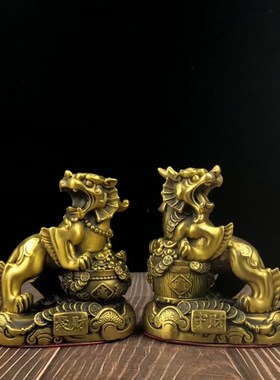 纯铜貔貅招财摆件聚宝盆路冲壁刀客厅书房玄关偏财炒股办公室