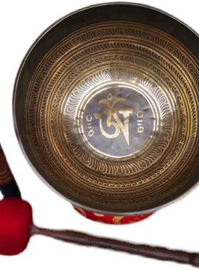 西藏颂钵尼泊尔手工坛城经文梵音钵复古摆件铜碗佛音碗瑜伽音疗钵