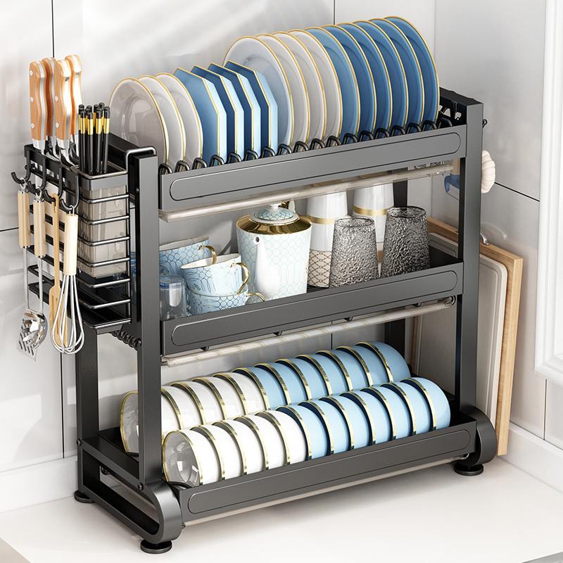 厨房碗碟置物架碗盘收纳架沥水架家用多功能放碗架碗筷收纳盒碗柜