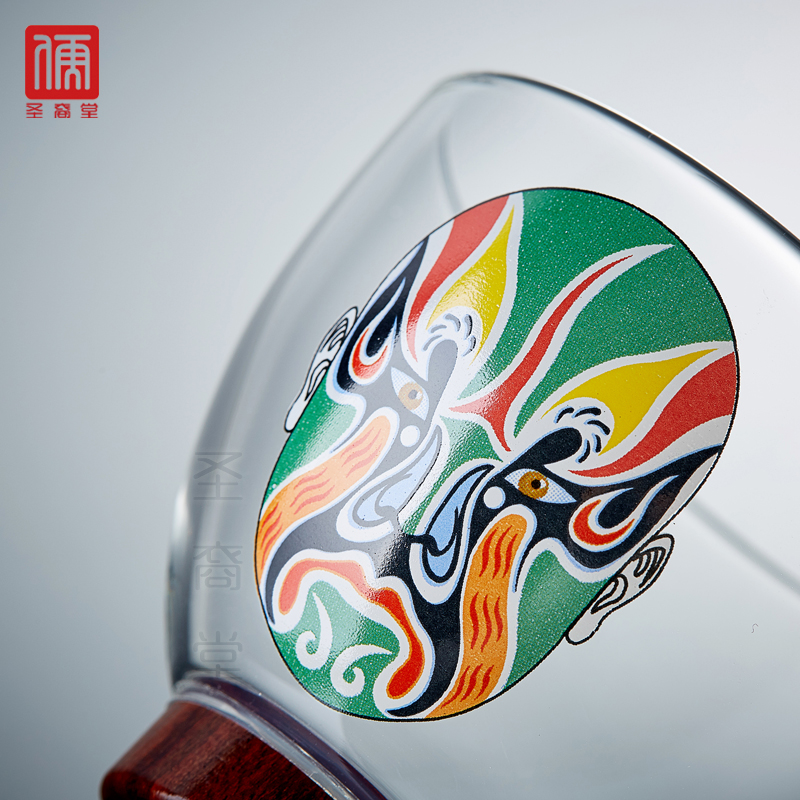 中式脸谱品茗杯耐高温加厚玻璃茶杯创意茶盏单杯茶碗功夫茶具套装