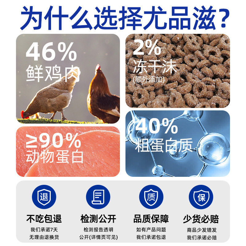 尤品滋全价猫粮无谷酶解鸡肉幼猫成猫专用营养英短布偶通用型3斤