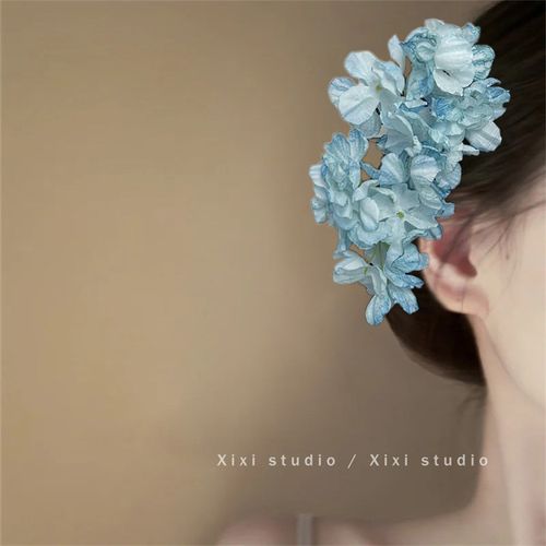 小岛漫步!清冷感烧边绣球花发夹!甜美花朵边夹氛围感发卡盘发器